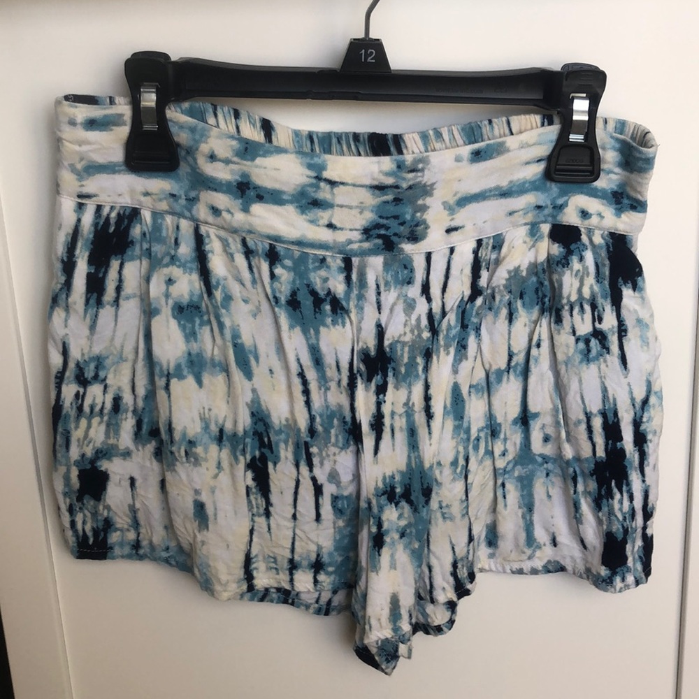 Blue and white tie dye shorts